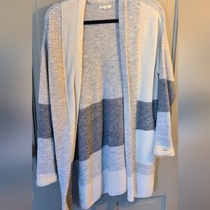 Maurices Gray and Cream Striped Cardigan